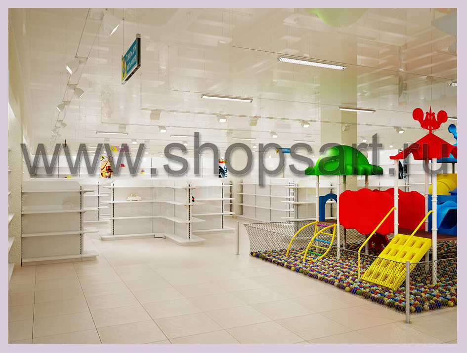 3D визуализация дизайн-проекта детского магазина “ВИННИ” в ТЦ “ЮНИМОЛЛ”