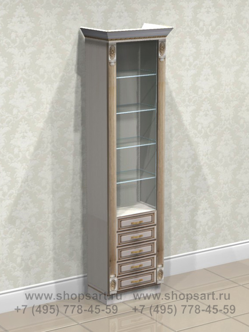 Витрина с выдвижными ящиками.