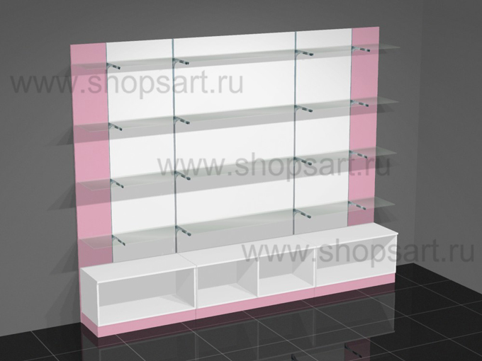 Стеллажи для парфюмерии со стеклянными полками 2030х2400х400мм.