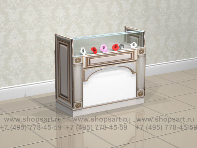 Стол кассовый стеклянный фасад Элит Голд
