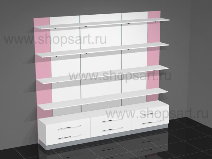 Стеллажи для косметики с полками и