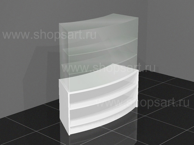 Прилавок радиусный, с открытым накопителем (ЛДСП). 1170х1190х500мм.