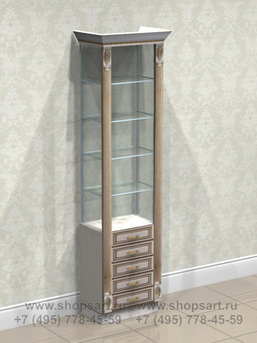 Витрина с выдвижными ящиками.