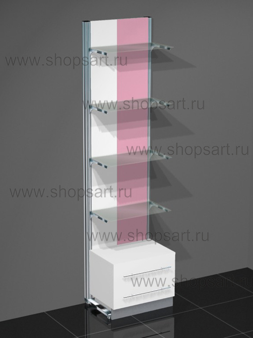 Стеллаж с выдвижными ящиками на и стойками на опорах 2450х670х600мм.