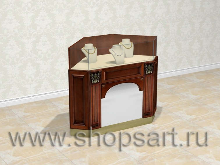 Прилавок ювелирный, классический, угловой.