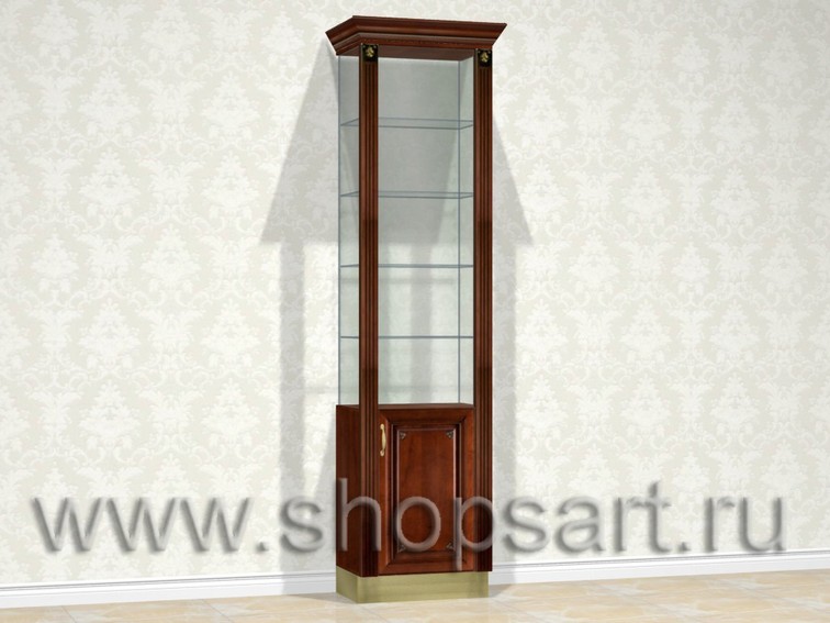 Витрина ювелирная, стеклянная с классическими колоннами из массива дерева.