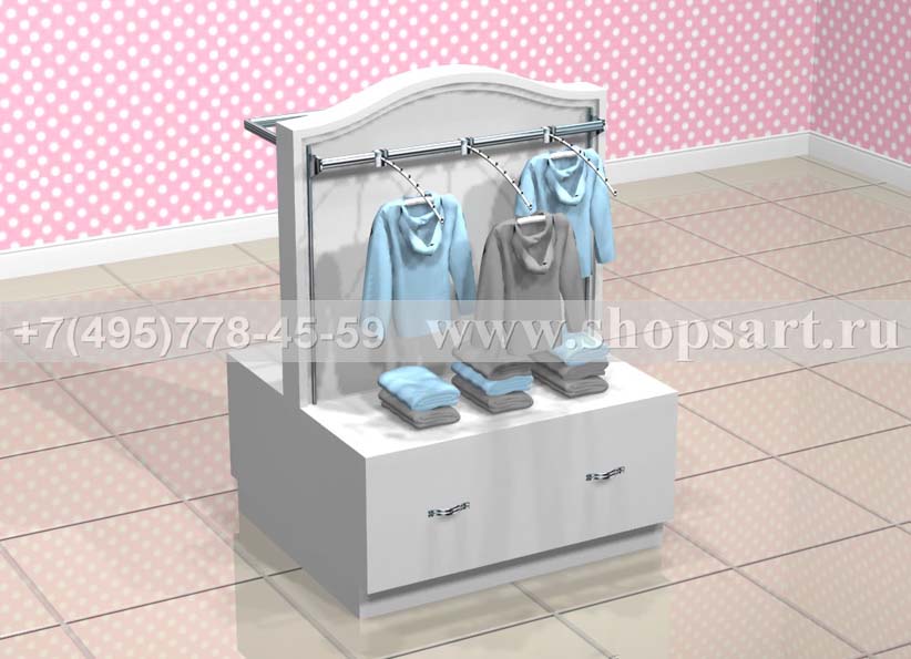 Стойка островная двухсторонняя для одежды с кронштейнами Монализа