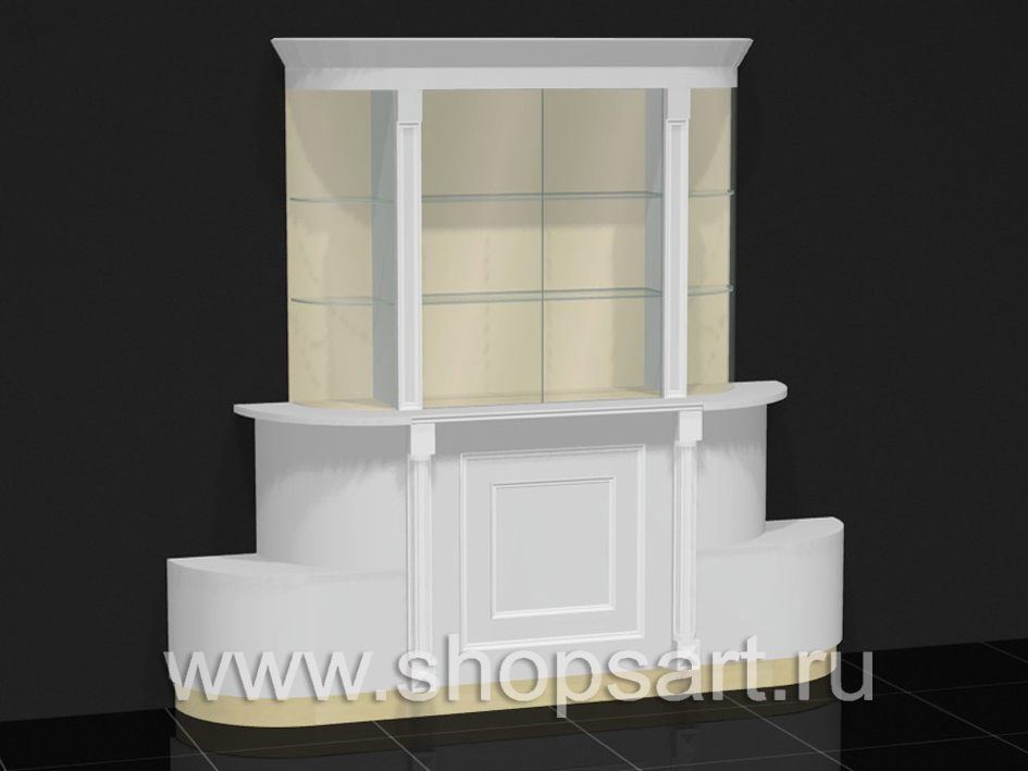 Витрина с радиусными стеклами.