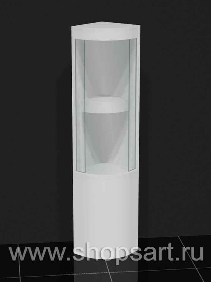 Витрина угловая радиусная, с малированным (гнутым стеклом)