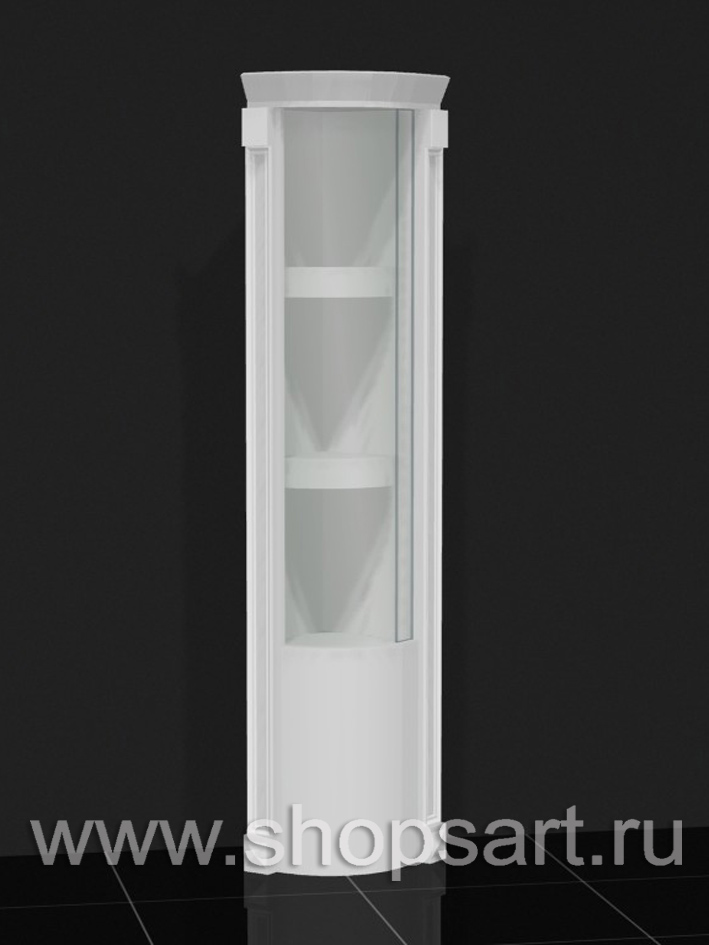 Витрина угловая радиусная, с малированным (гнутым стеклом)