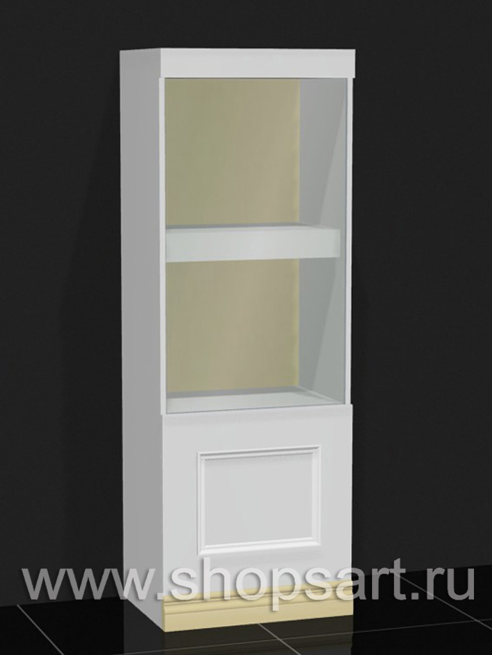 Витрина-шкаф низкая прямая, с распашной дверкой.