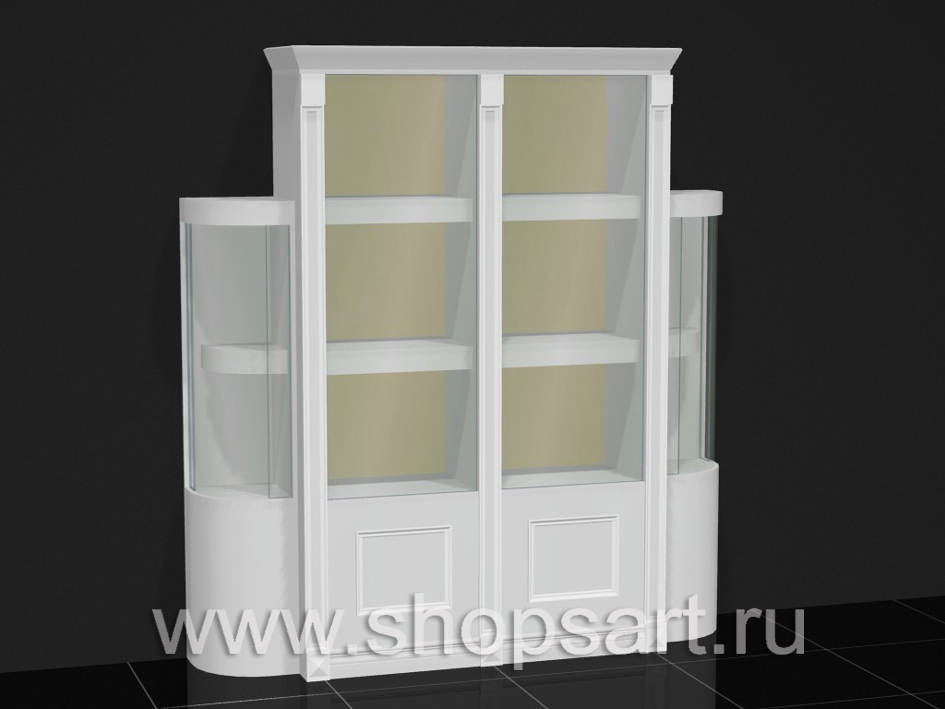 Витрина с радиусными стеклами.