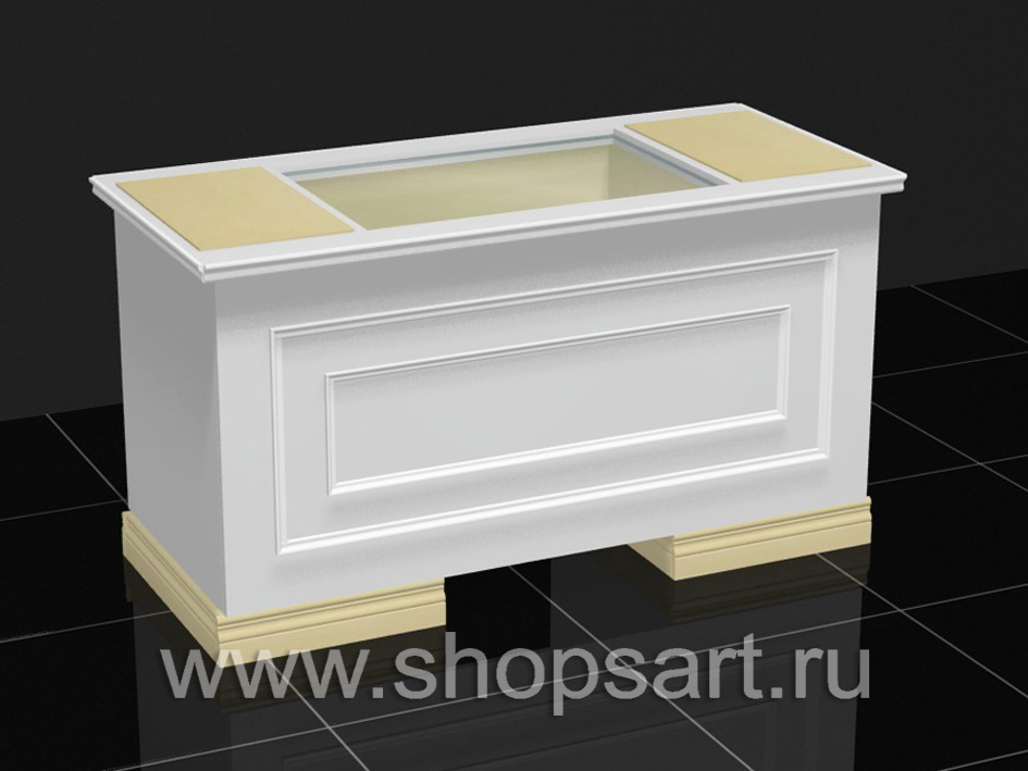 Стол демонстрационый с выдвижными ящиками и стеклянным прилавком