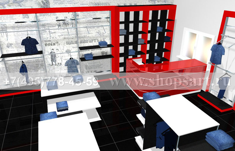 Торговая мебель коллекции КРАСНАЯ ЛИНИЯ для магазинов одежды Торговая мебель для магазинов одежды коллекции КРАСНАЯ ЛИНИЯ