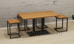 Комплект стол двойной квадратные табуреты мебель для кафе баров ресторанов Лофт