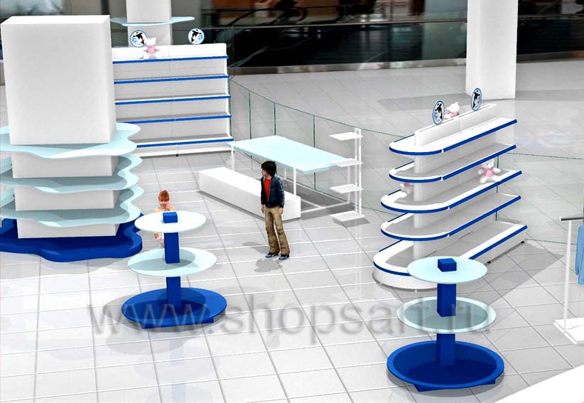 Дизайн интерьера сувенирного магазина Москвариум коллекция ЦВЕТНЫЕ МЕТАЛЛИЧЕСКИЕ СТЕЛЛАЖИ