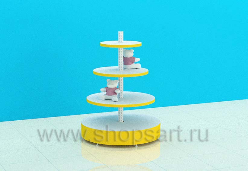 Стеллаж для магазина с круглыми полками торговое оборудование ЦВЕТНЫЕ МЕТАЛЛИЧЕСКИЕ СТЕЛЛАЖИ