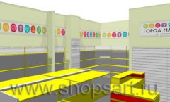 Дизайн интерьера магазина Город Мастеров коллекция ТОРГОВЫЕ СТЕЛЛАЖИ Дизайн 2