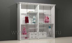 Шкаф для магазина одежды торговый двухсекционный с кронштейнами полками и накопителями торговое оборудование БЕЛАЯ КЛАССИКА