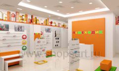 Дизайн интерьера детского магазина Пешеходик МТК ЕвроПарк коллекция КАРАМЕЛЬ Дизайн 06