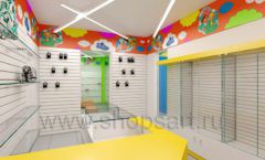 Дизайн детского магазина Емеля Южно-Сахалинск торговое оборудование КАРАМЕЛЬ Дизайн 01