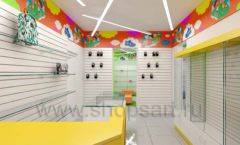 Дизайн детского магазина Емеля Южно-Сахалинск торговое оборудование КАРАМЕЛЬ Дизайн 02