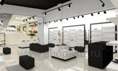 Дизайн интерьера магазина одежды и обуви Sbalo ТРК Европолис торговое оборудование ЧЕРНО БЕЛАЯ КЛАССИКА Дизайн 06