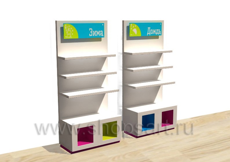 Пристенный стеллаж для детских магазинов торговое оборудование КАРАМЕЛЬ