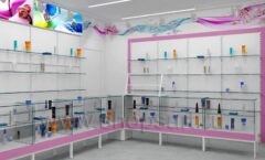 Дизайн интерьера 3 магазина косметики торговое оборудование РОЗОВАЯ ЛИНИЯ Дизайн 1